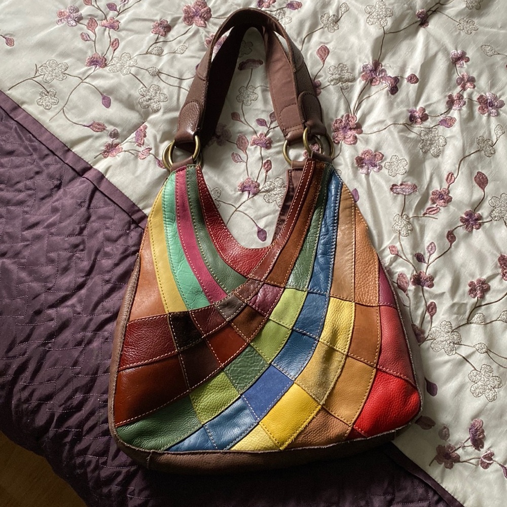 Multi coloured leather purse